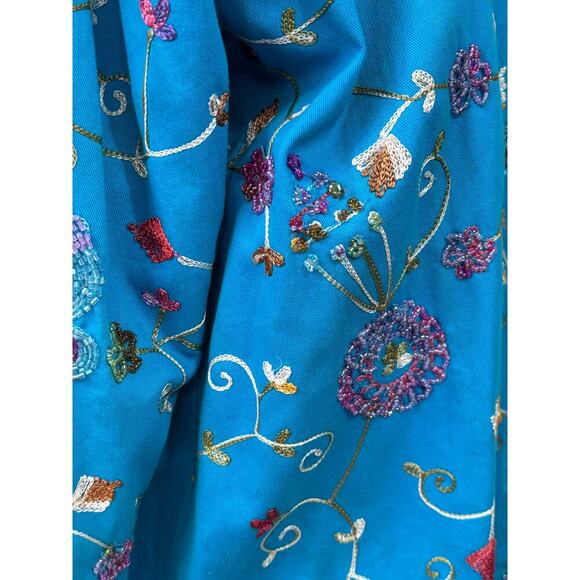 Quacker Factory blue embroidered/sequined denim Jacket, whimsical, statement - Picture 6 of 7